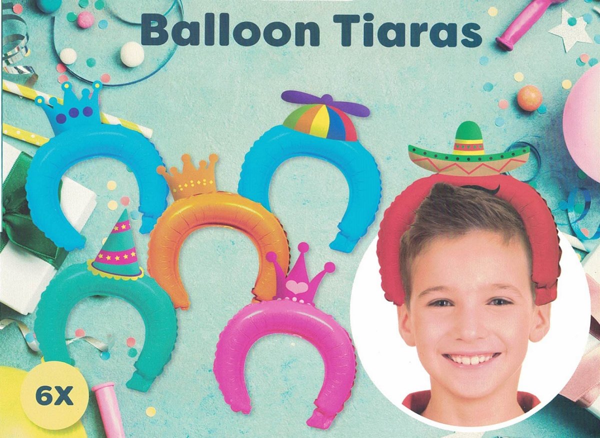 Ballon tiaras 6 stuks